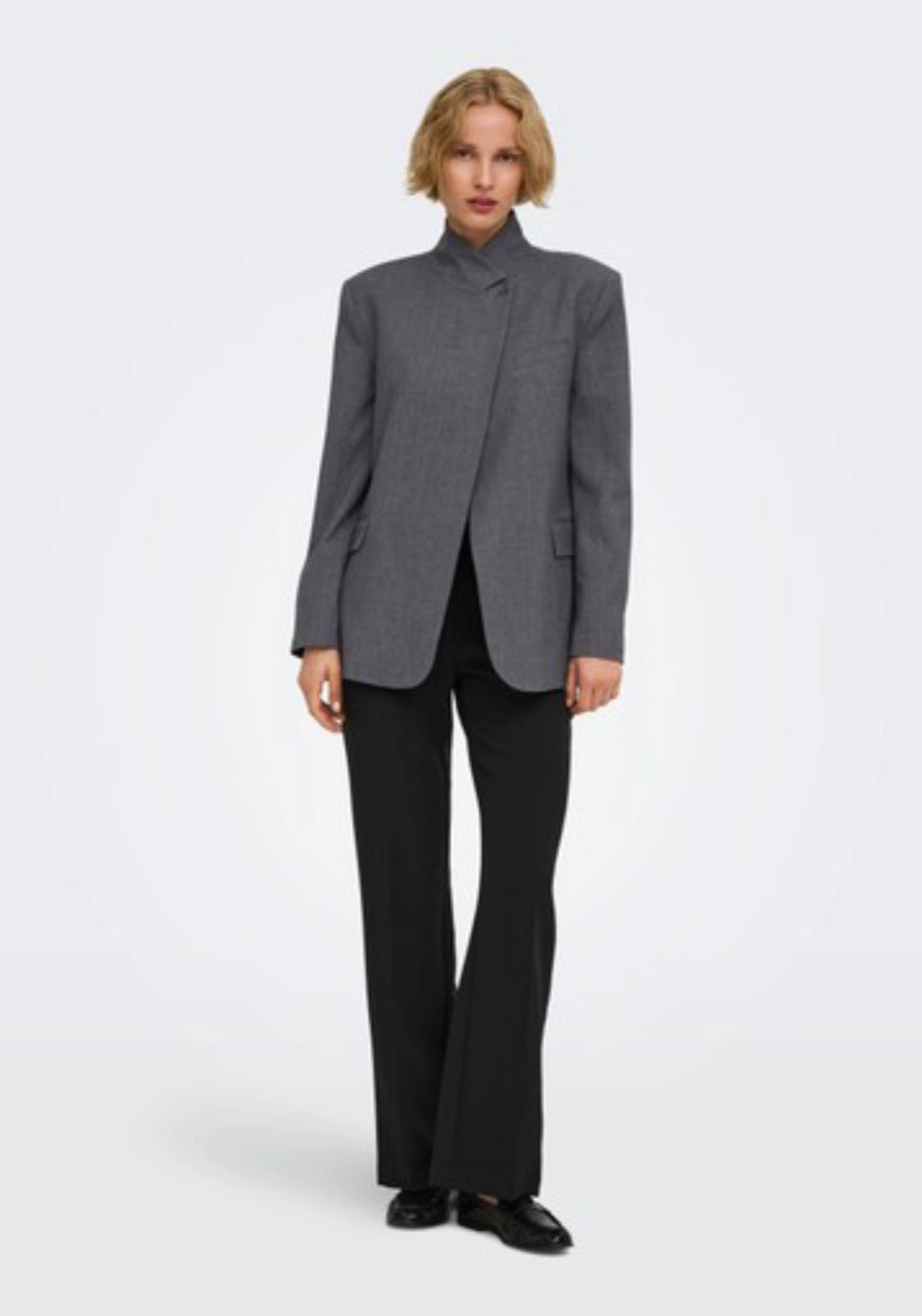 Valerie High Neck Blazer - Grey