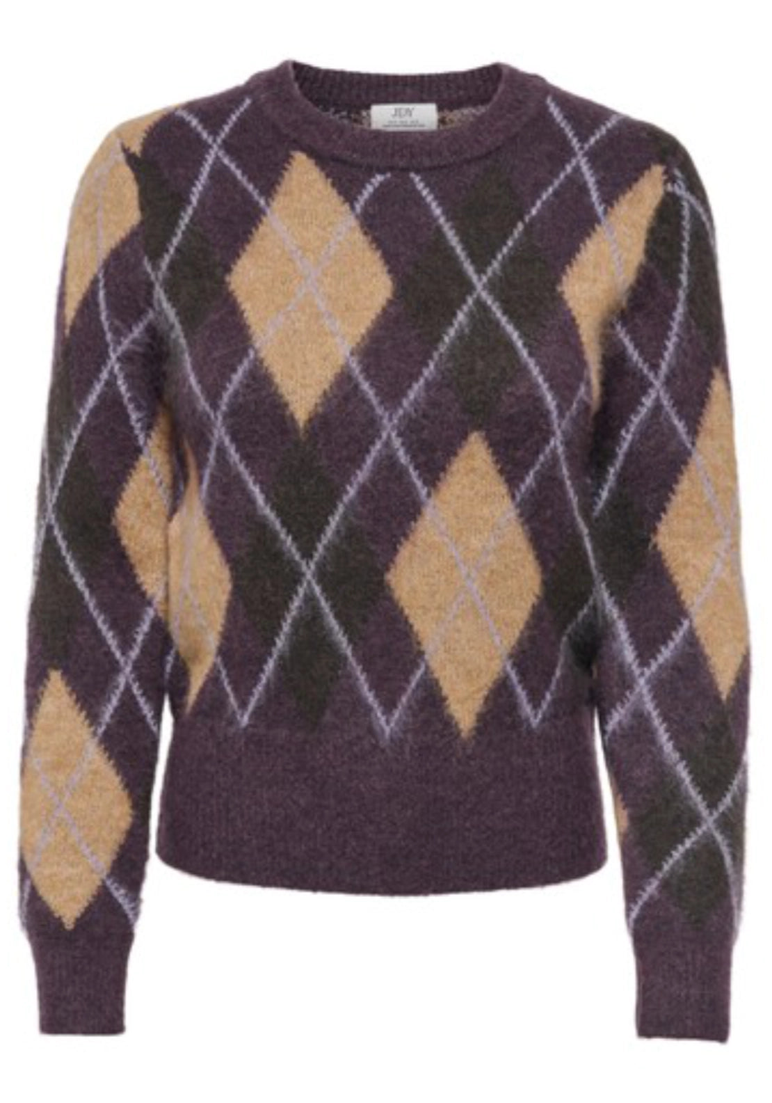 Reese Long Sleeve Argyle Pullover - Plum Perfect