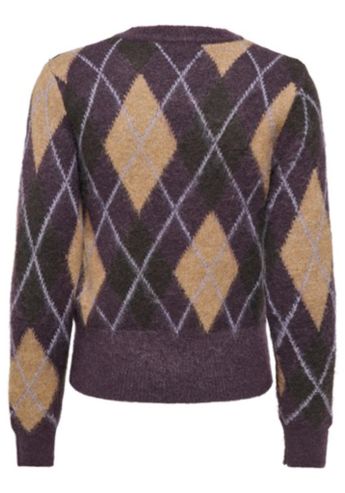 Reese Long Sleeve Argyle Pullover - Plum Perfect