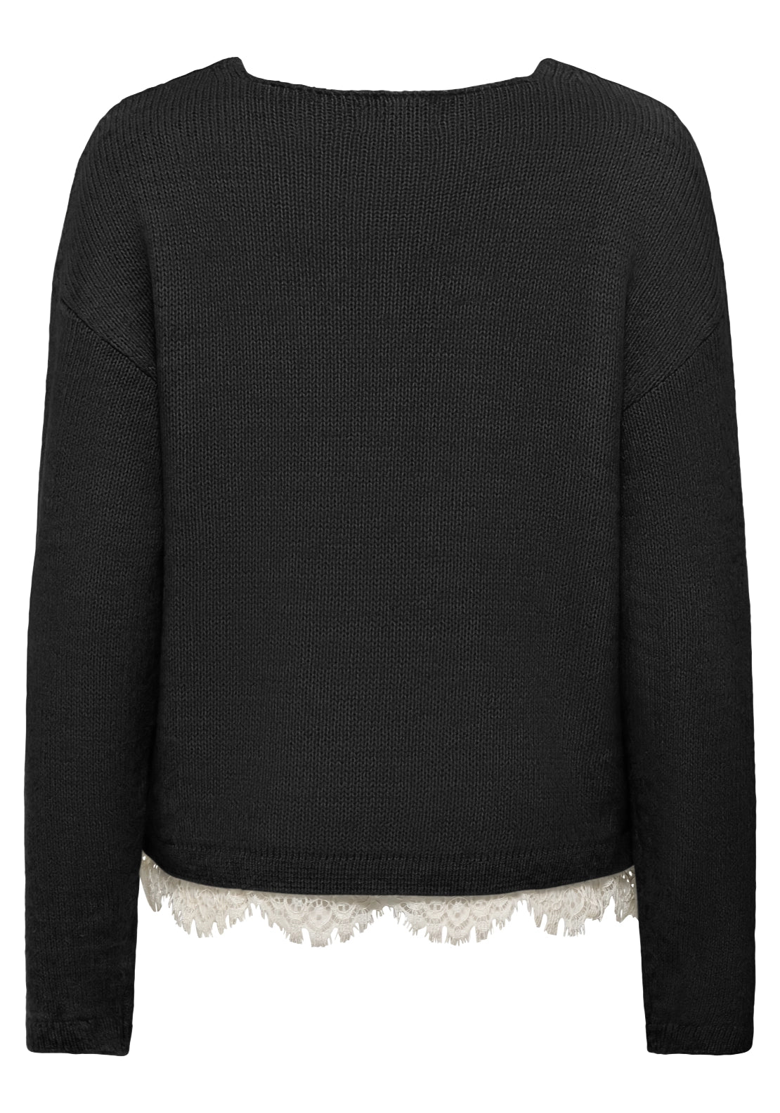 Jdy V Neck Lace Trim Knitted Jumper - Black 2 Shaws Department Stores