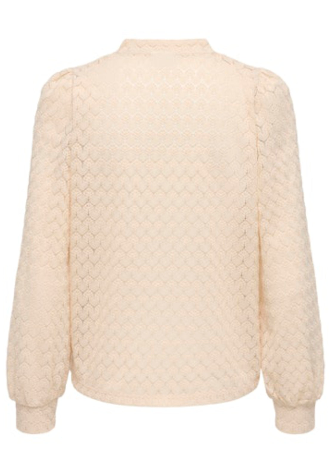 Avery Long Sleeve Lace V-Neck Top - Beige