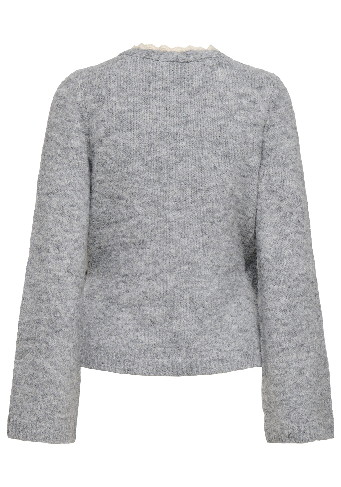 Jdy Dina Long Sleeve Wrap Lace Cardigan - Light Grey Melange 2 Shaws Department Stores