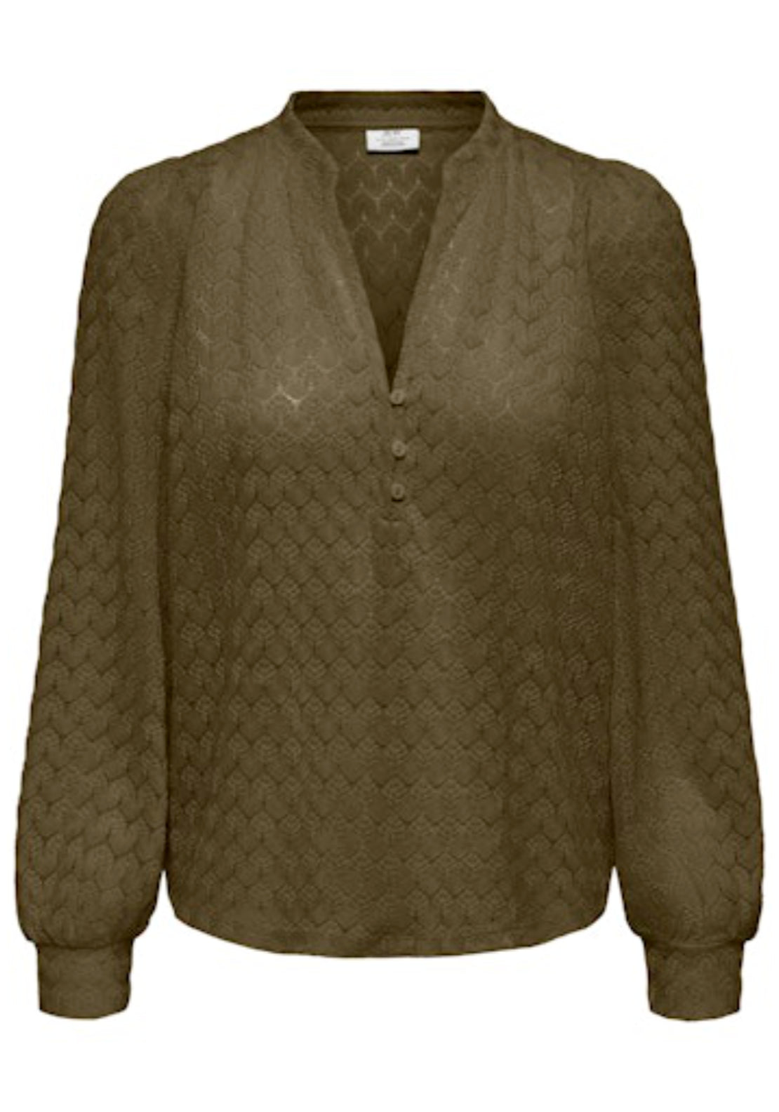 Avery Long Sleeve Lace V-Neck Top - Dark Olive
