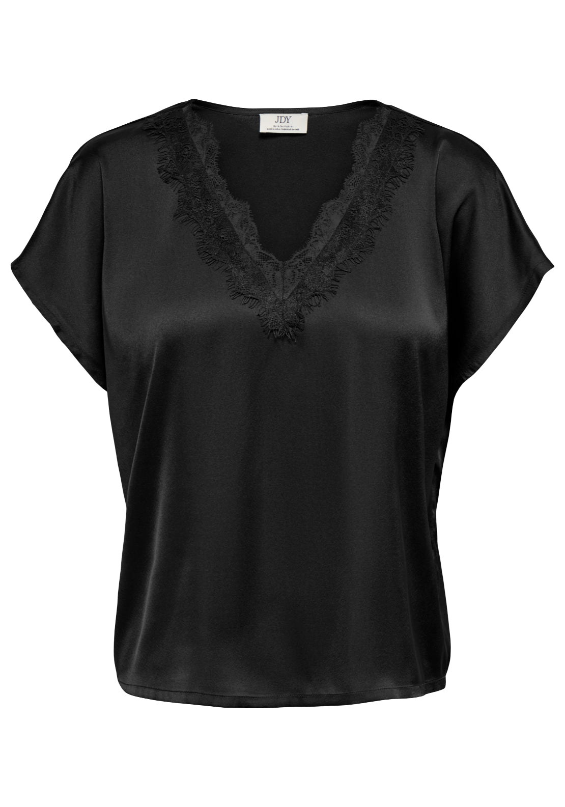 Jdy Fifi Short Sleeve V-Neck Top - Black 1 Shaws Department Stores