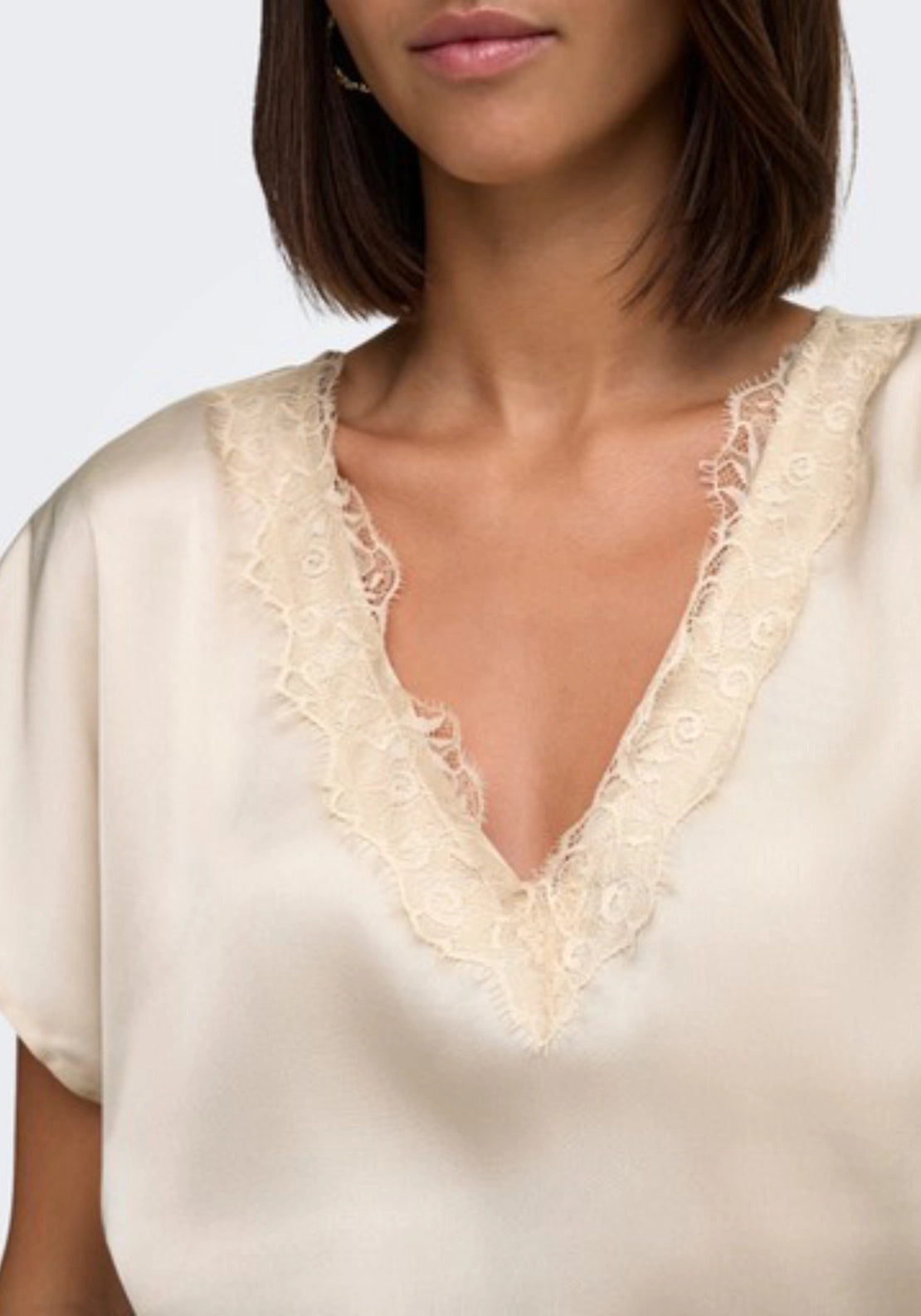 Fifi Short Sleeve V-Neck Top - Pumice Stone