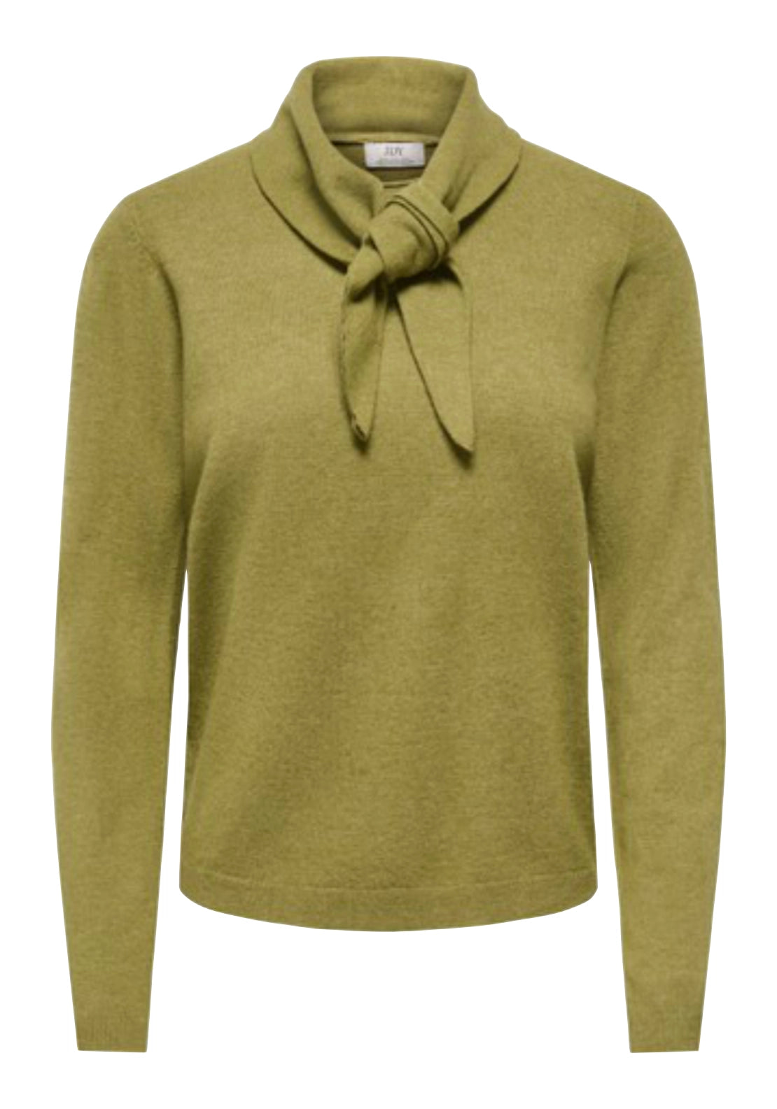 Evina Long Sleeve Tied Neck Pullover - Fir Green
