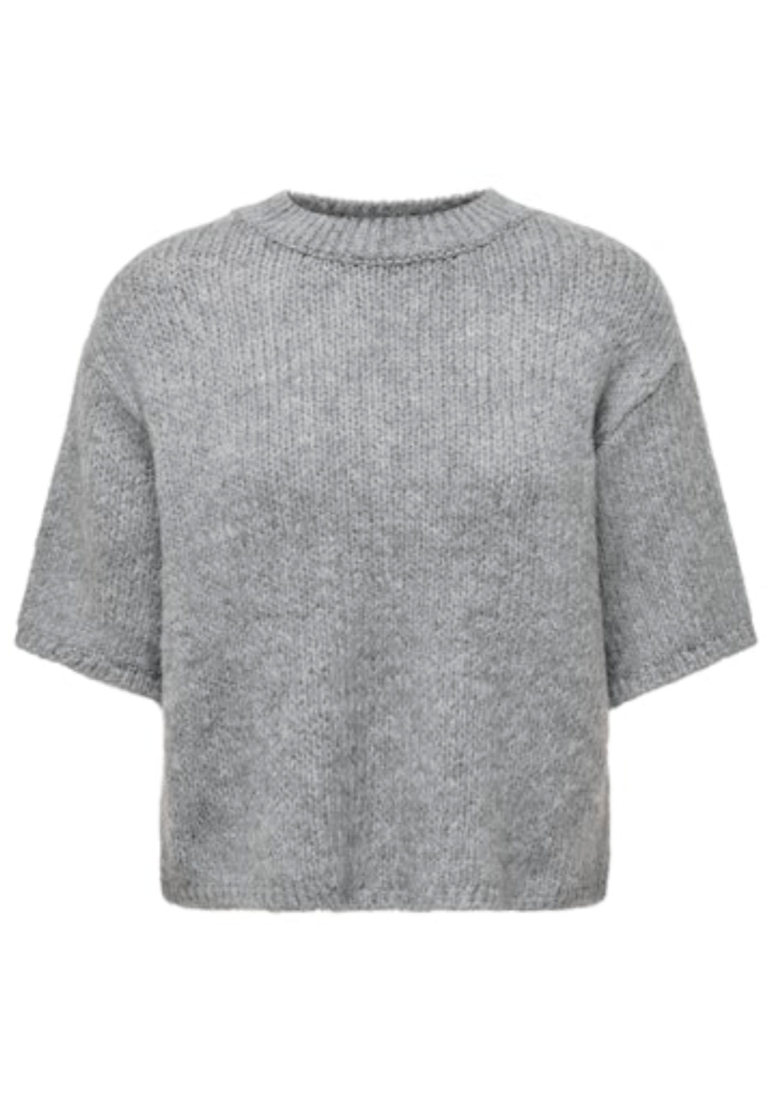 Linea Short Sleeve Round Neck Pullover - Medium Grey Melange