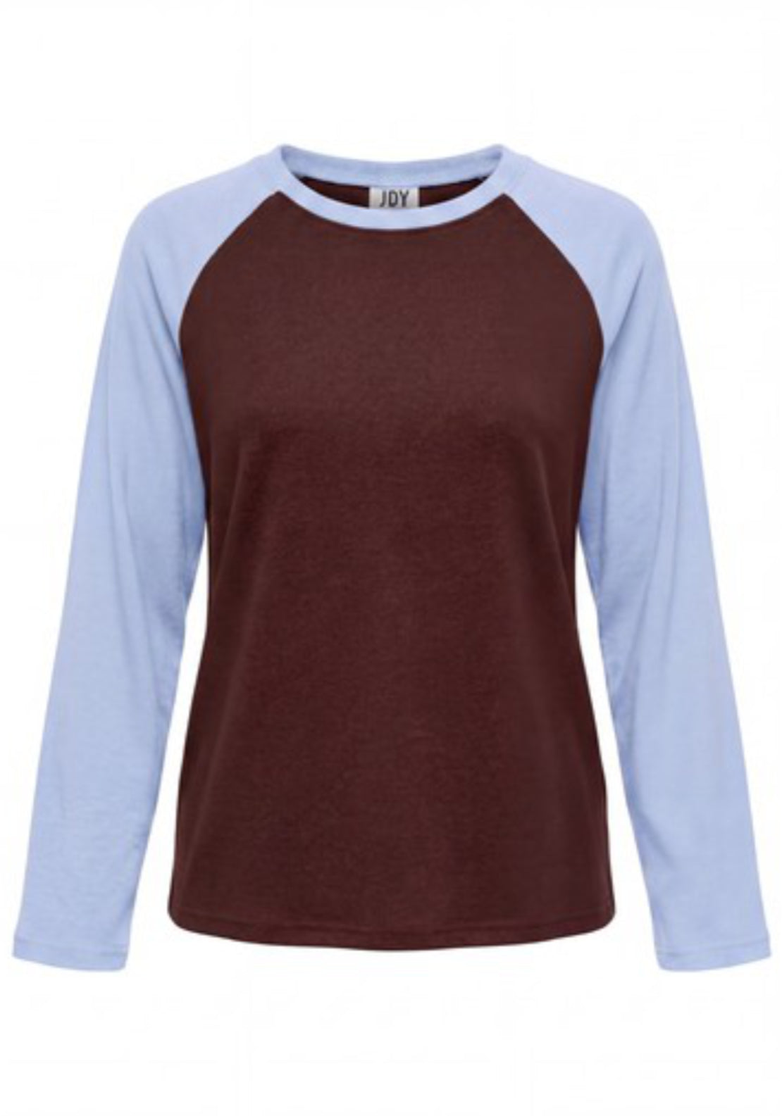 Jeanett Long Sleeve Raglan Contrast Top - Coffee Bean Kentucky Blue