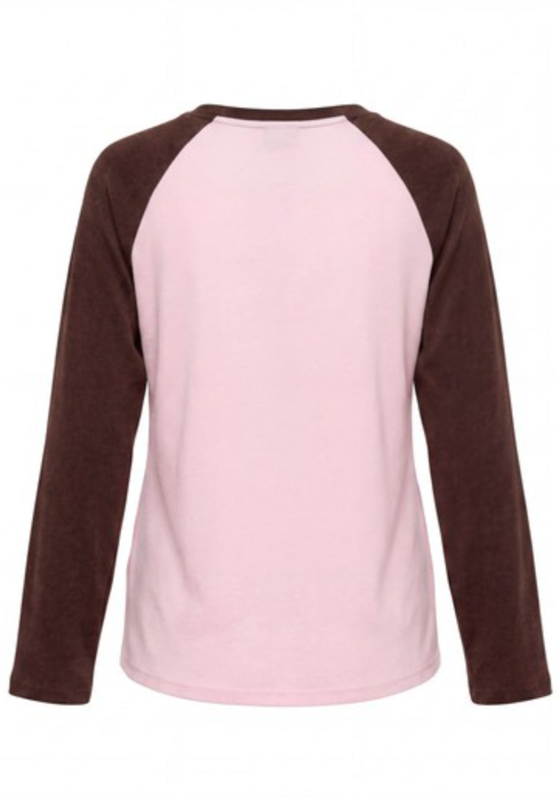 Jeanett Long Sleeve Raglan Contrast Top - Chalk Pink Coffee Bean
