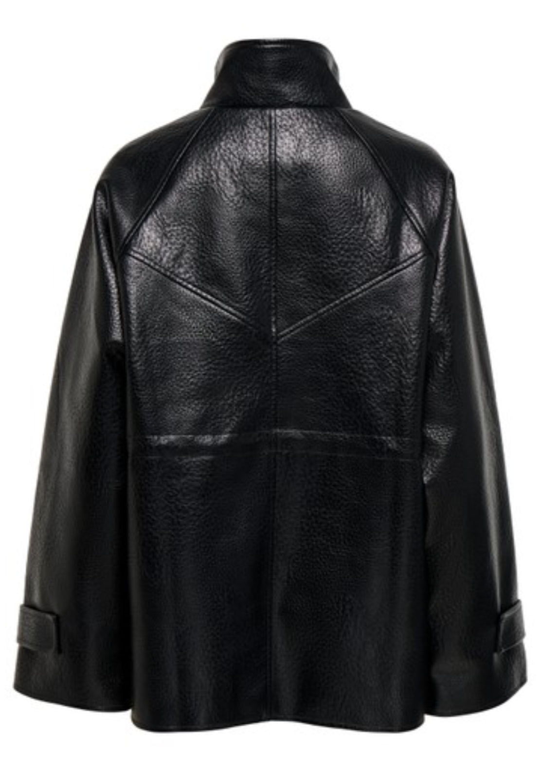 Raye Faux Leather High Neck Jacket - Black