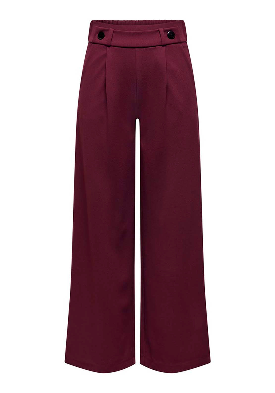 Jdy Wide Leg Trousers - Windsor Wine Black Buttons 5 Shaws Department Stores