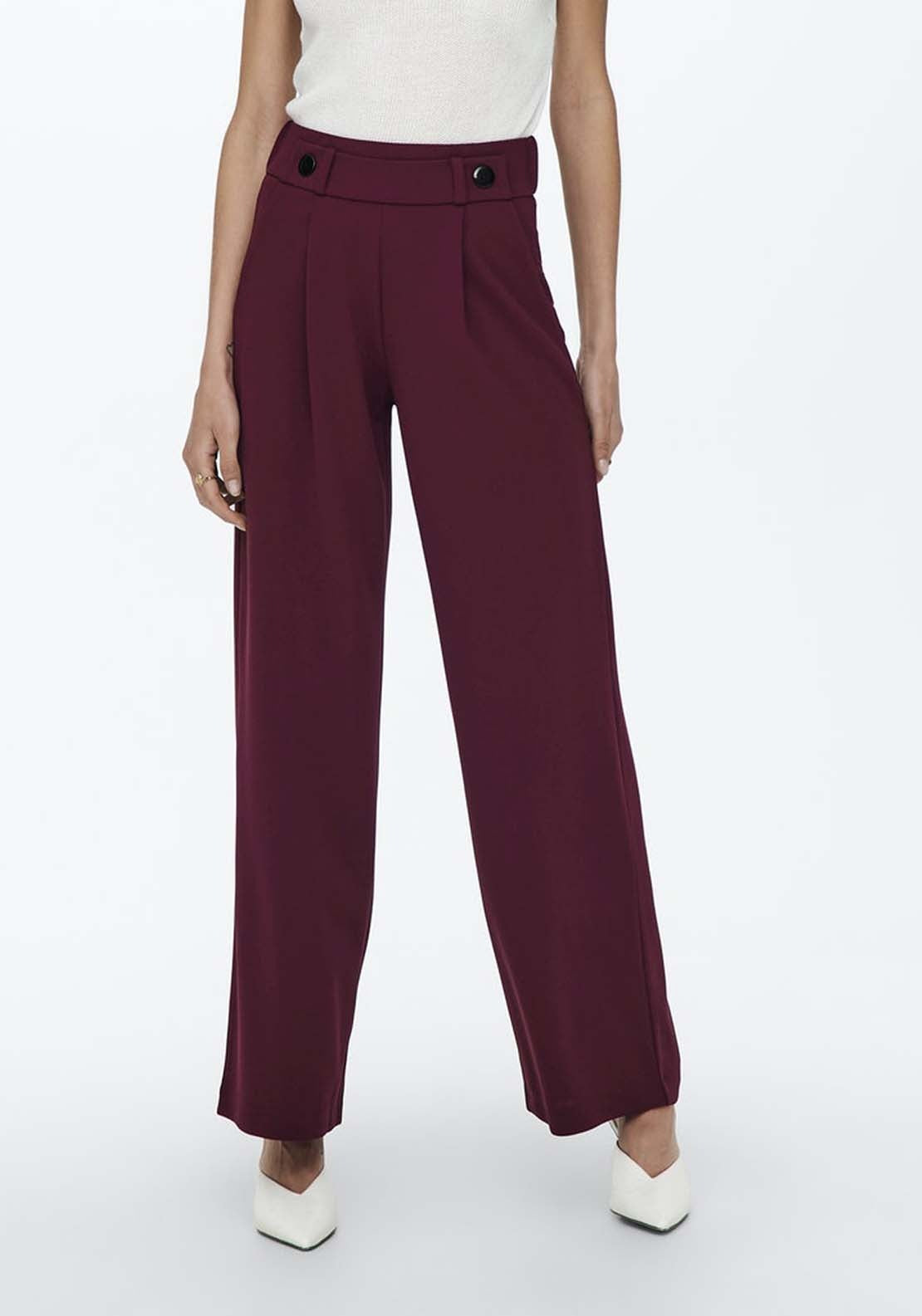 Jdy Wide Leg Trousers - Windsor Wine Black Buttons 1 Shaws Department Stores