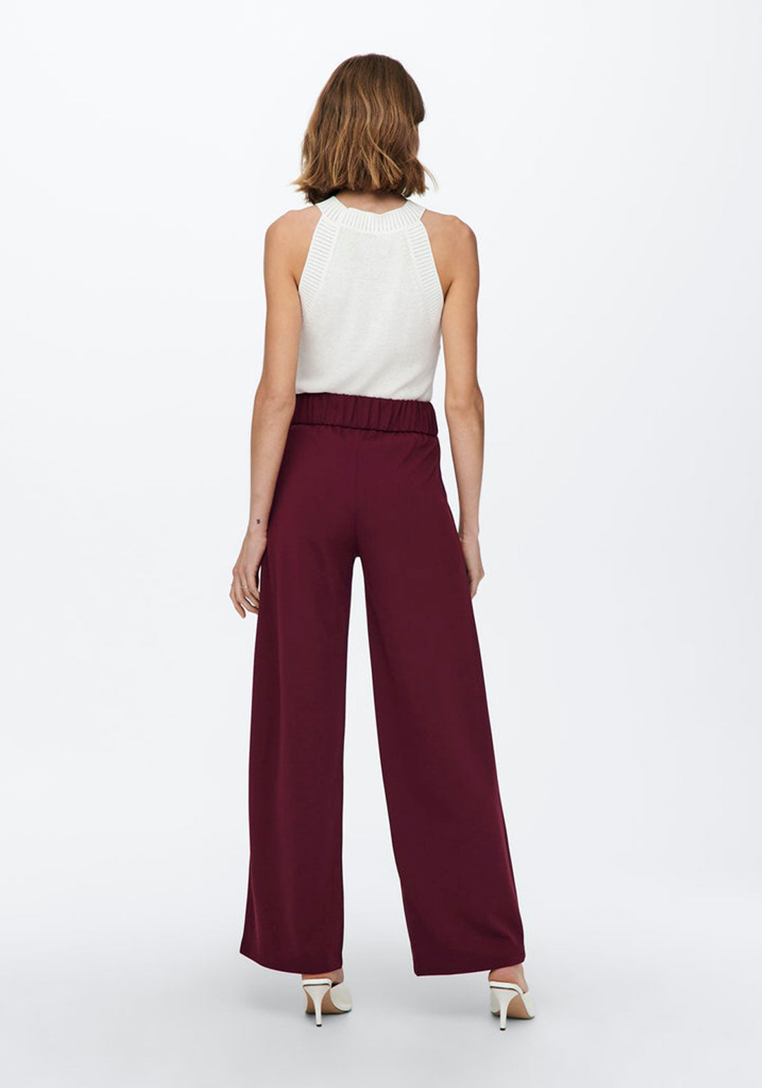 Jdy Wide Leg Trousers L32 - Windsor Wine Black Buttons 2 Shaws Department Stores