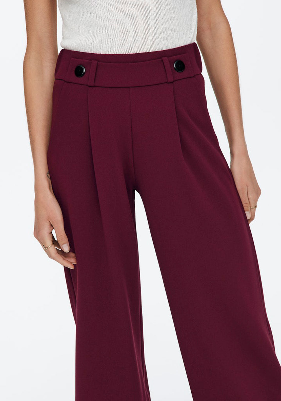 Jdy Wide Leg Trousers L32 - Windsor Wine Black Buttons 3 Shaws Department Stores
