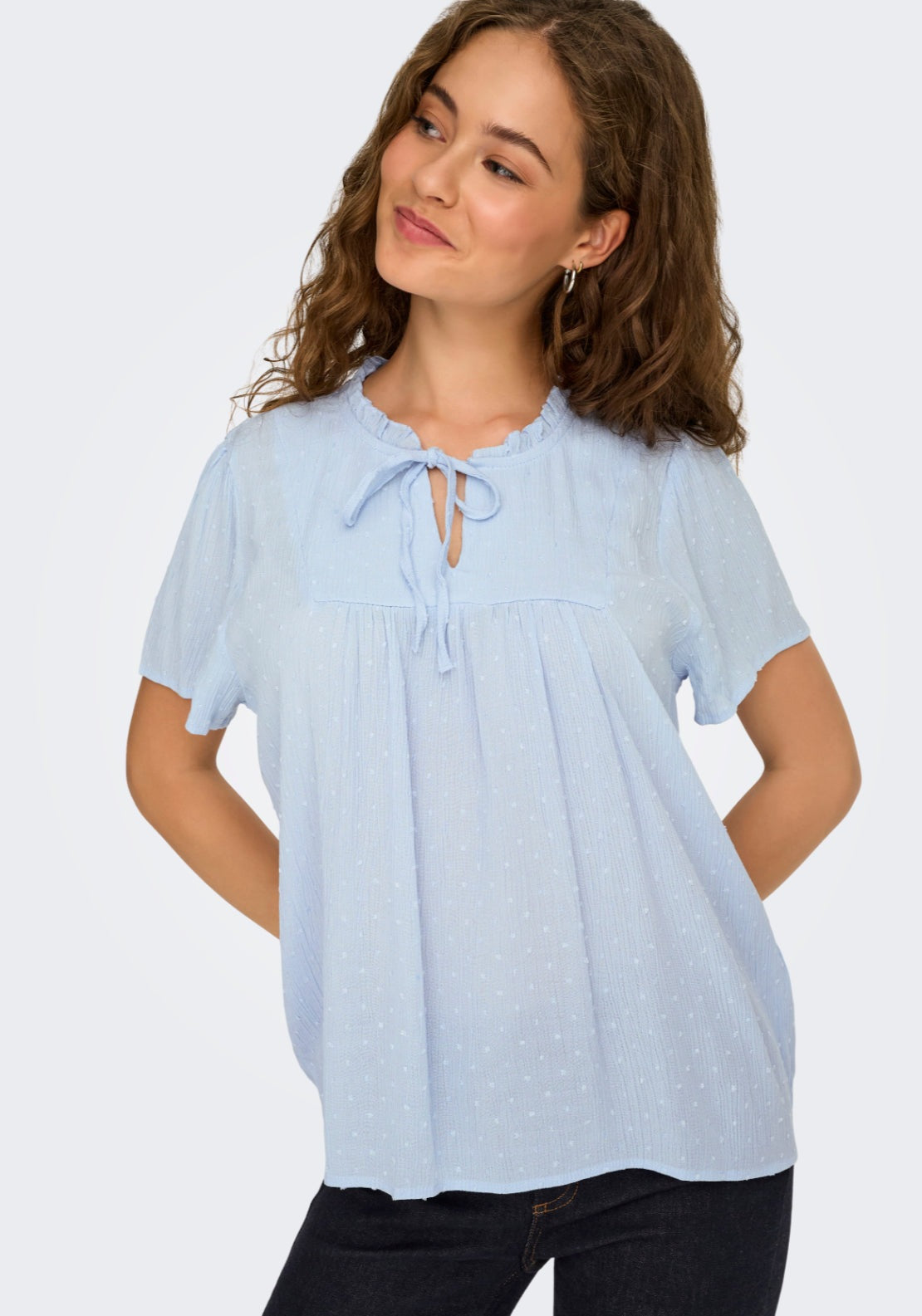 Jdy Lima Life Short Sleeve Top - Kentucky Blue 1 Shaws Department Stores