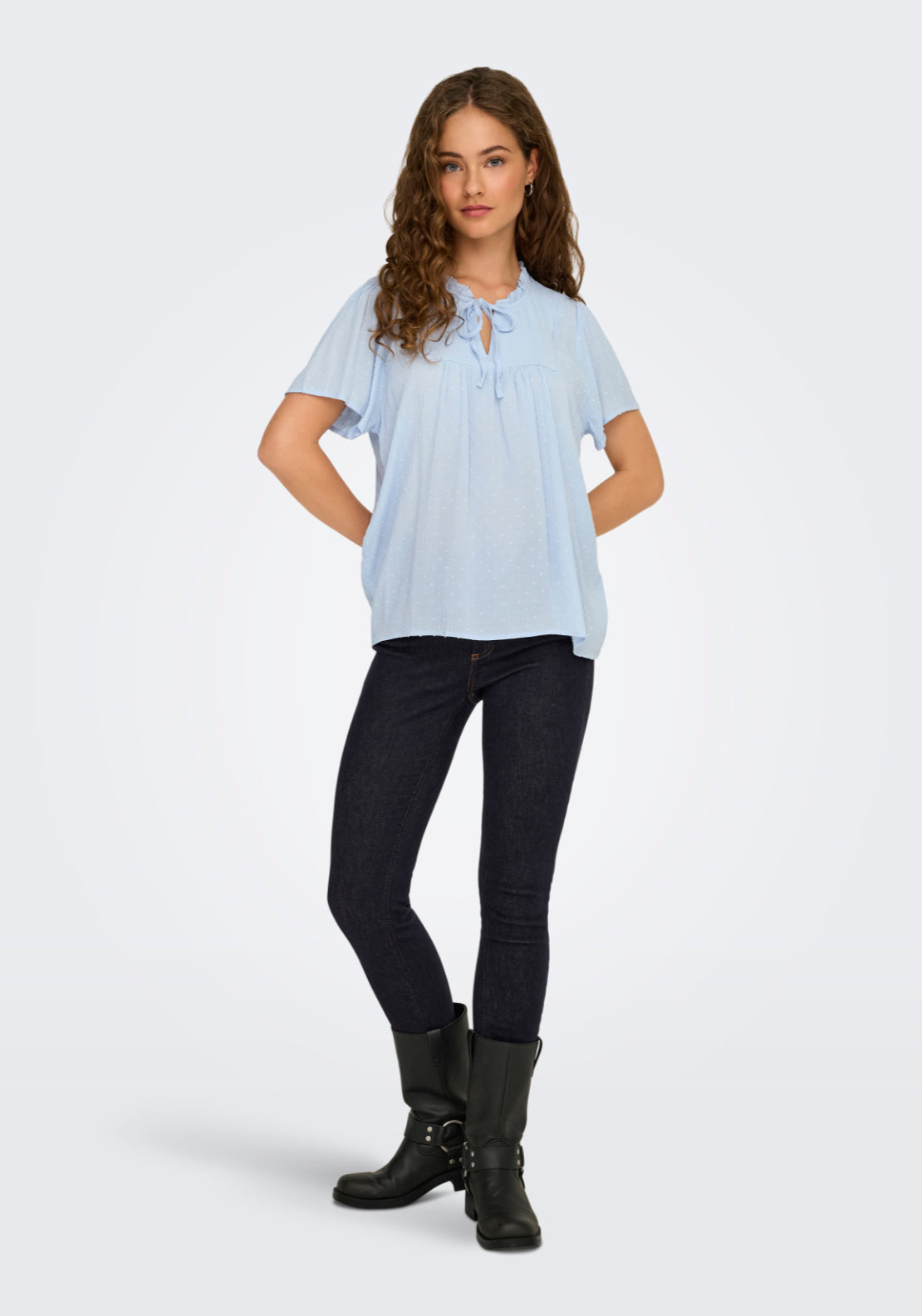 Jdy Lima Life Short Sleeve Top - Kentucky Blue 5 Shaws Department Stores