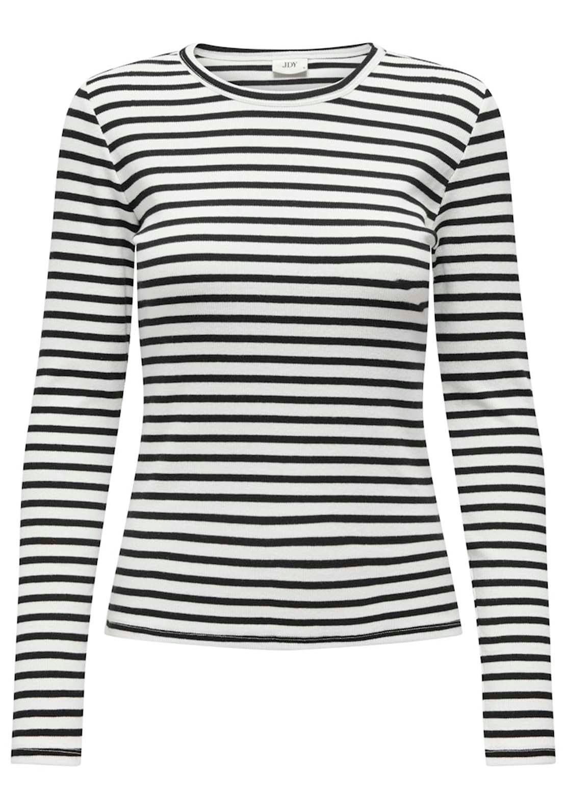 Jdy Long Sleeve Round Neck Jumper - Cloud Dancer Black 6 Shaws Department Stores