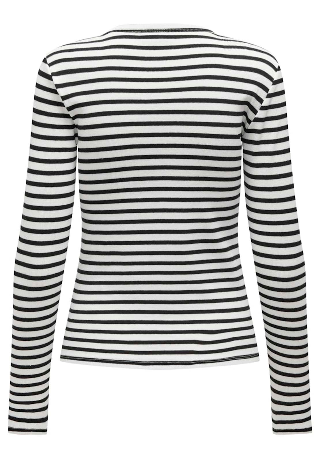 Jdy Long Sleeve Round Neck Jumper - Cloud Dancer Black 7 Shaws Department Stores