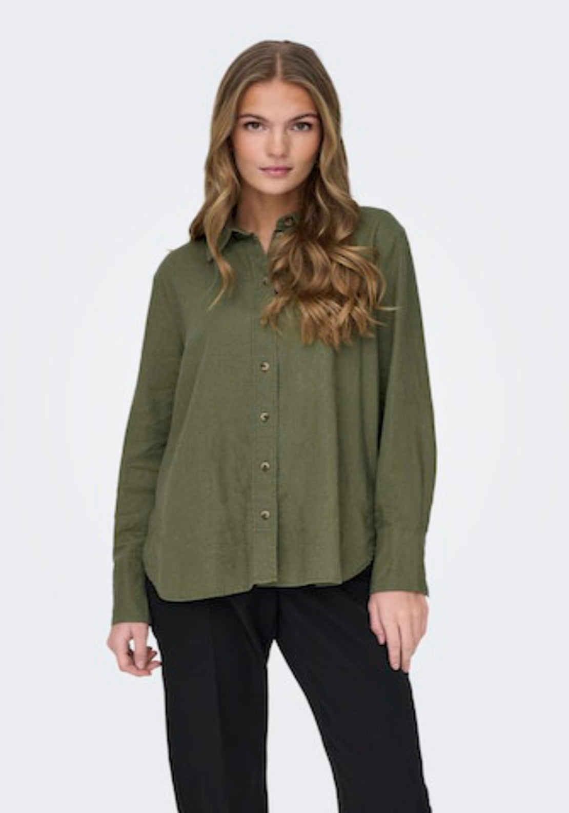 Jdy Say Long Sleeve Linen Loose Shirt - Green 4 Shaws Department Stores