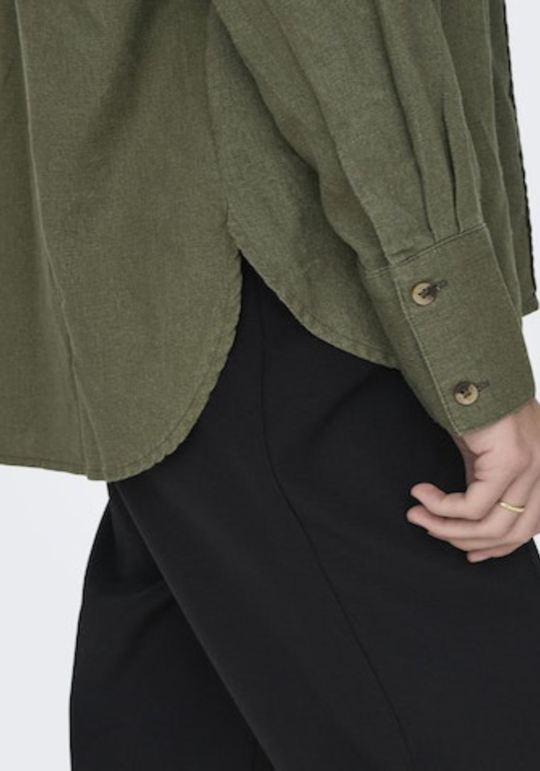 Jdy Say Long Sleeve Linen Loose Shirt - Green 3 Shaws Department Stores
