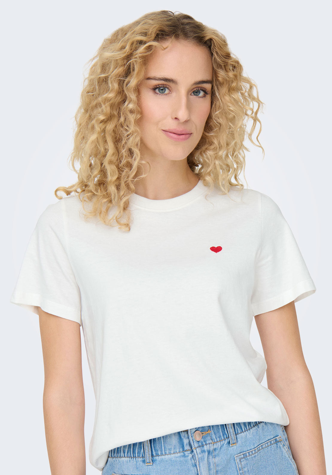 Jdy Short Sleeve Round Neck T-Shirt - Cloud Dancer Sky Cap 1 Shaws Department Stores