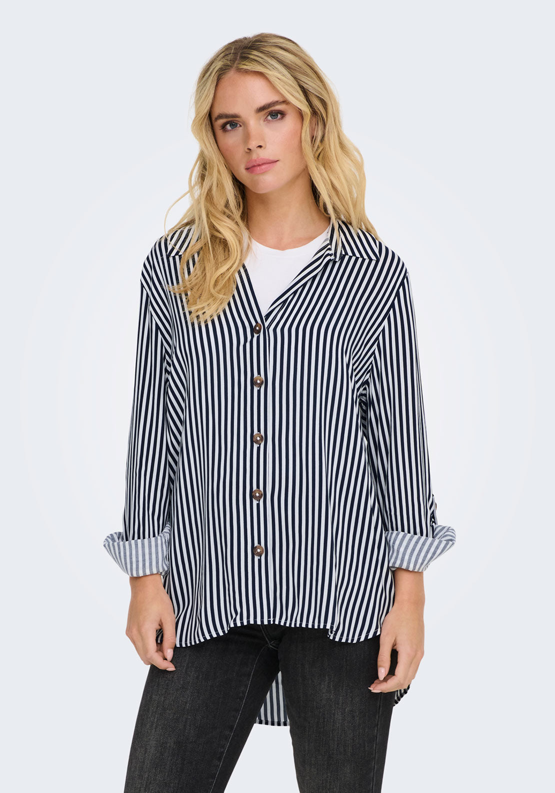 Jdy Laurel Life Long Sleeve Shirt - White/sky Captain 1 Shaws Department Stores