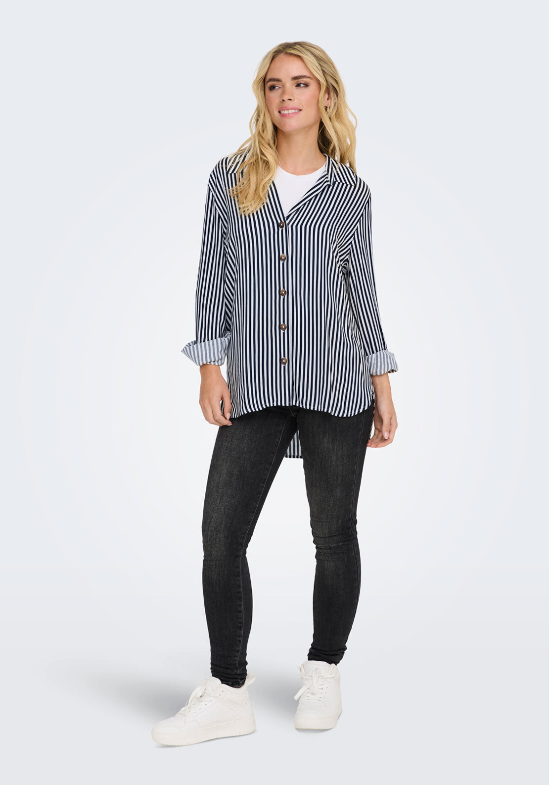 Jdy Laurel Life Long Sleeve Shirt - White/sky Captain 5 Shaws Department Stores
