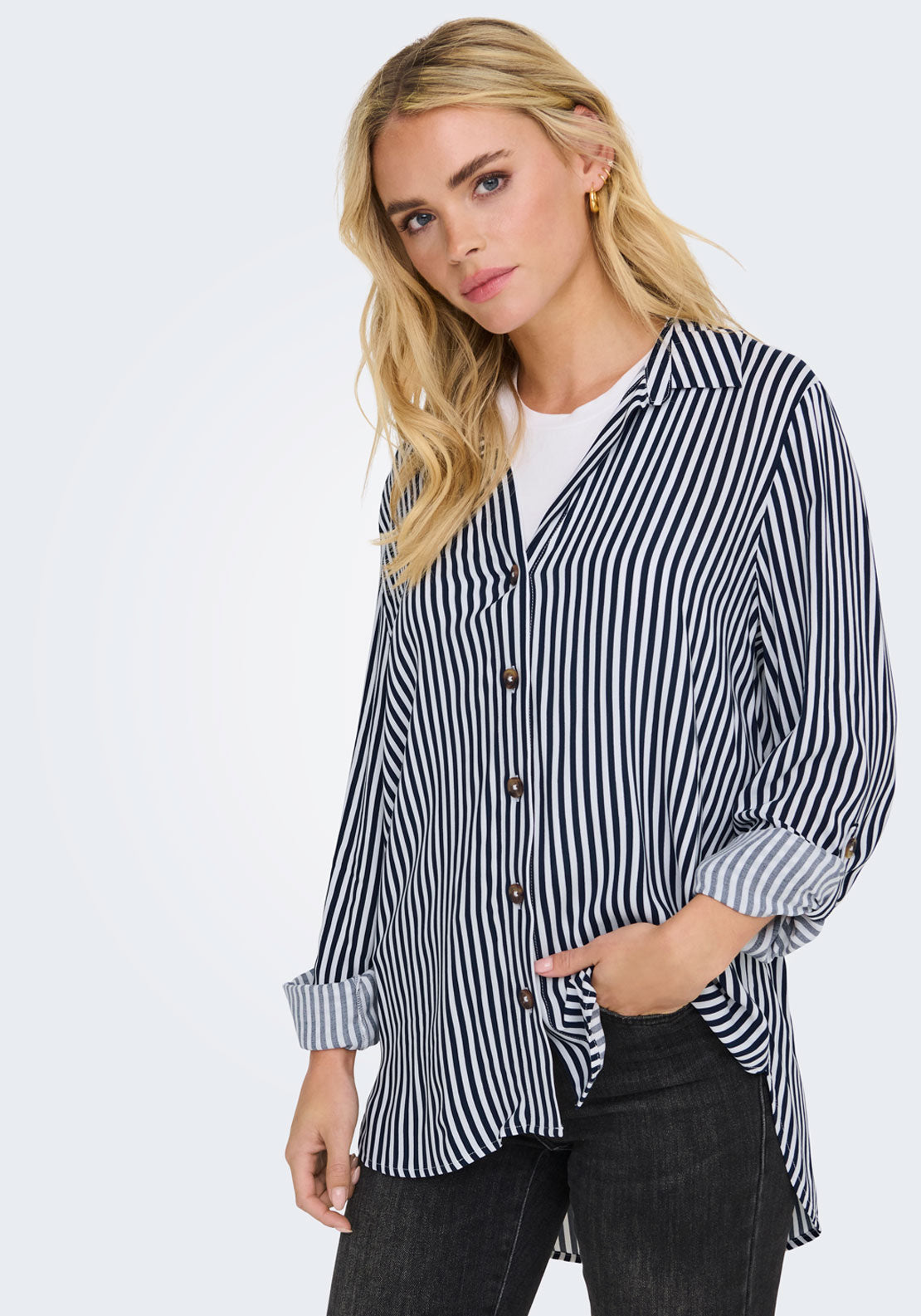 Jdy Laurel Life Long Sleeve Shirt - White/sky Captain 3 Shaws Department Stores