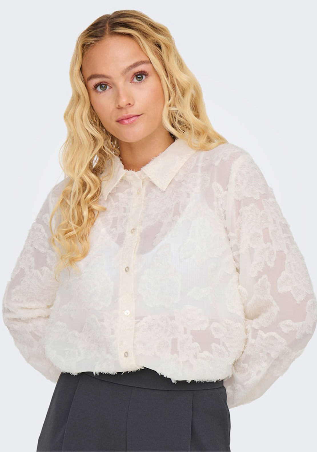 Jdy Long Sleeve Shirt - White 3 Shaws Department Stores