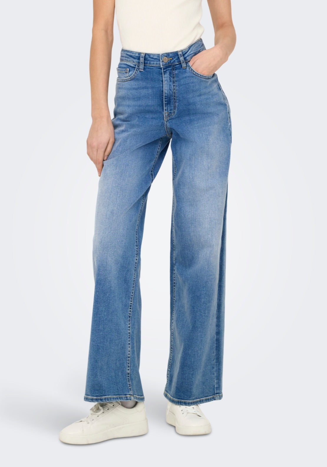 Jdy Felina-Fina High Waist Wide Jeans - Medium Blue Denim 1 Shaws Department Stores