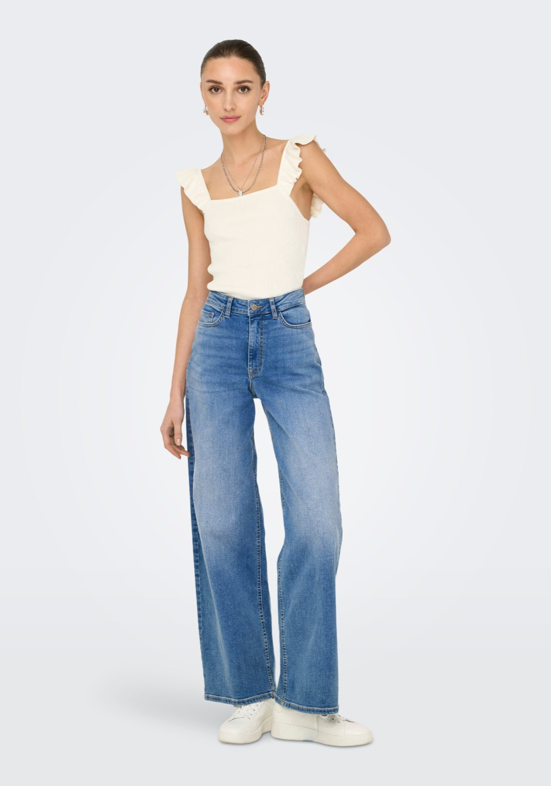 Jdy Felina-Fina High Waist Wide Jeans - Medium Blue Denim 3 Shaws Department Stores