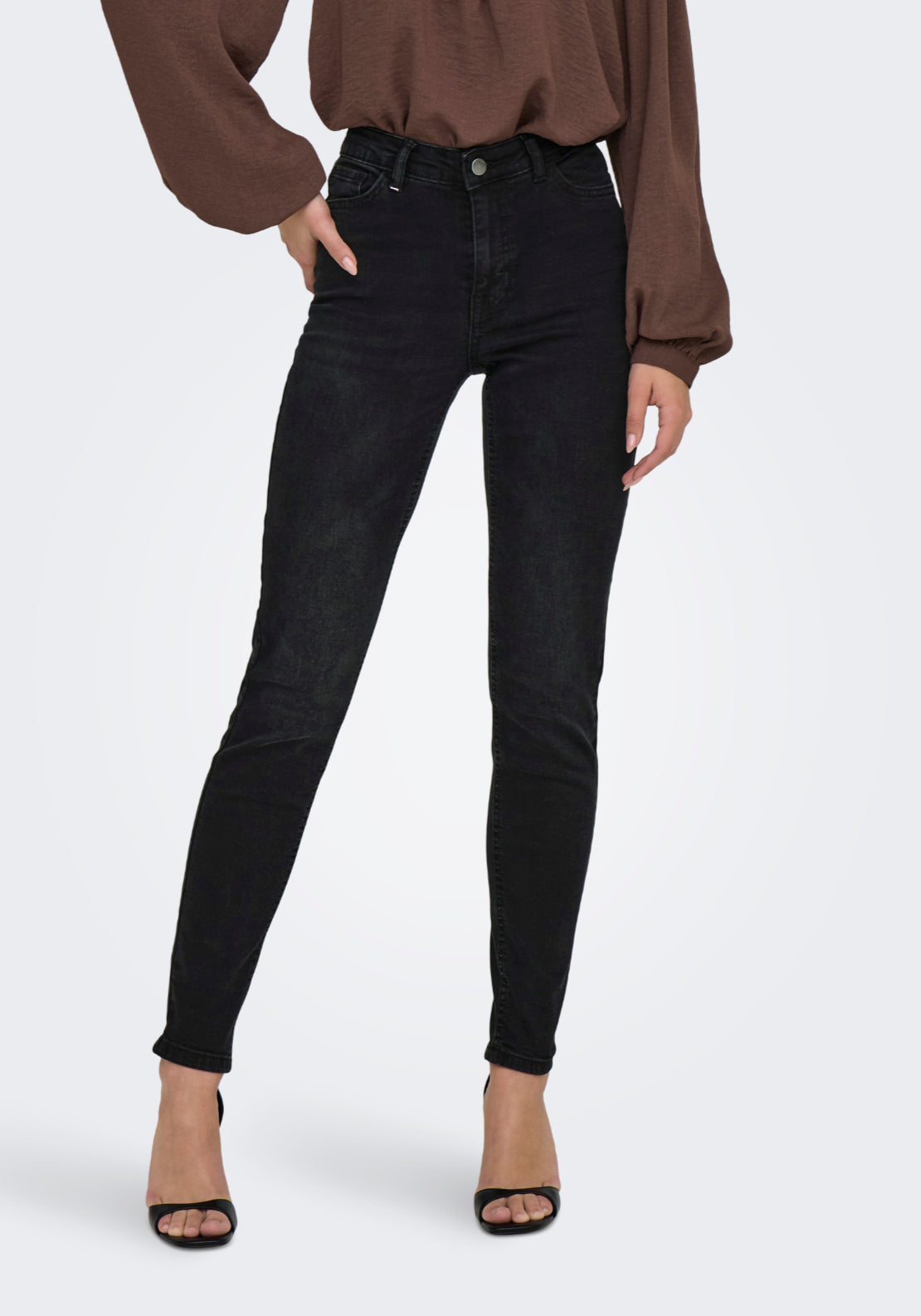 Jdy Fina Mid Waist Skinny Jeans - Black Denim 1 Shaws Department Stores