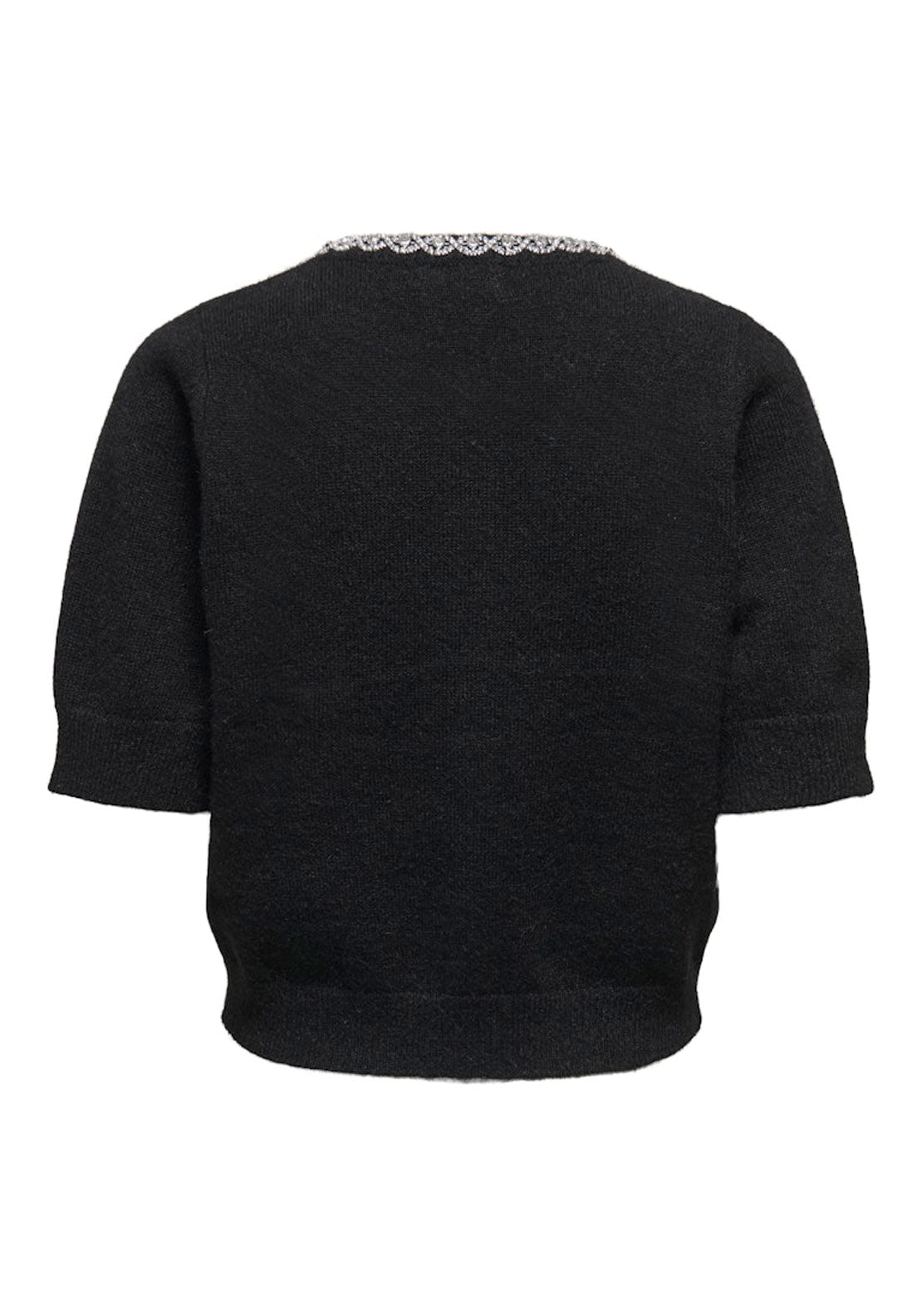 Jdy Short Sleeve Buttoned Embellished Cardigan - Black Silver Embellishment 7 Shaws Department Stores