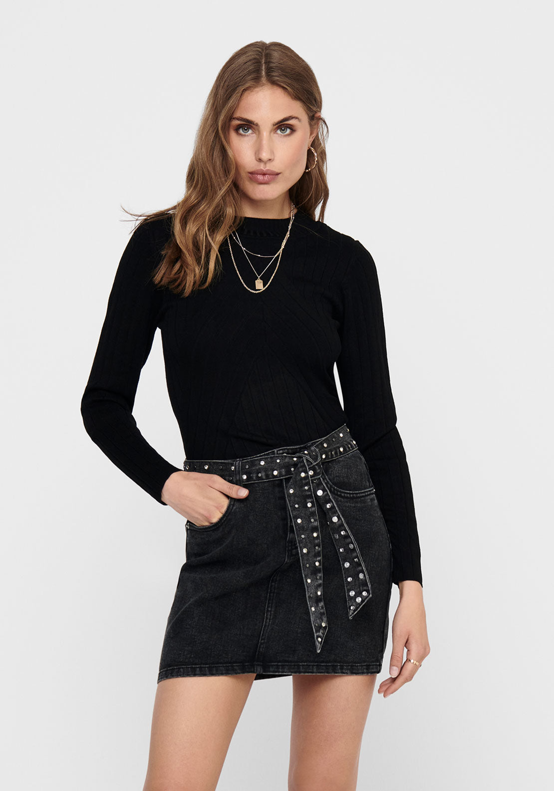 Jdy Long Sleeve Round Neck Jumper - Black 1 Shaws Department Stores