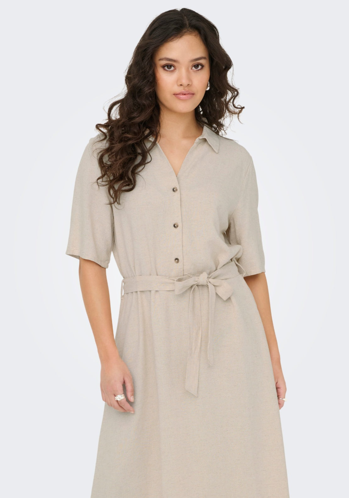 Jdy Say 2/4 Midi Shirt Dress - Oatmeal Melange 4 Shaws Department Stores