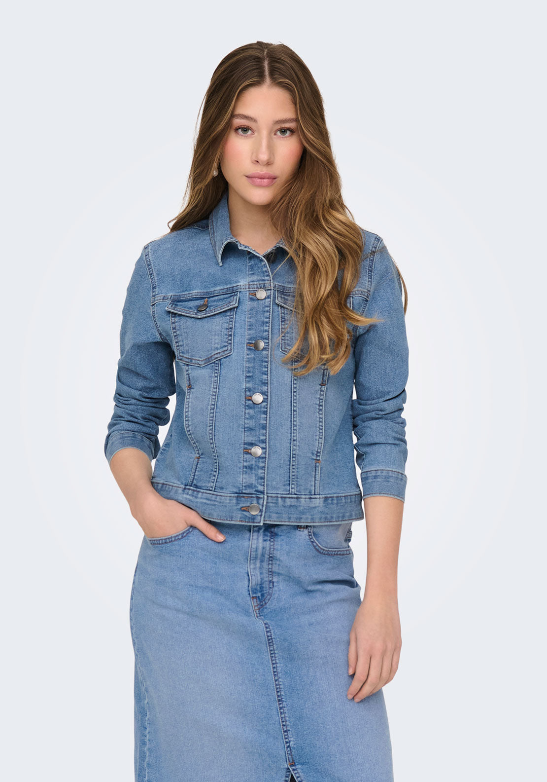 Jdy Moon Long Sleeve Denim Jacket - Medium Blue Denim 1 Shaws Department Stores