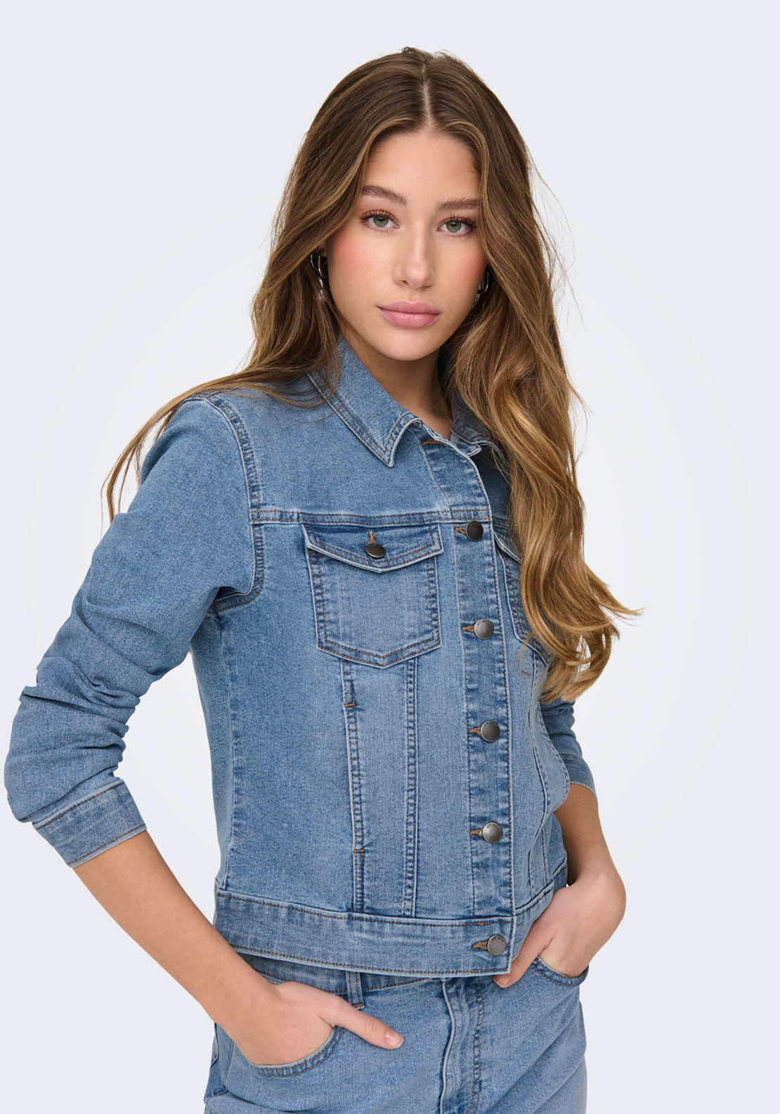 Jdy Moon Long Sleeve Denim Jacket - Medium Blue Denim 3 Shaws Department Stores