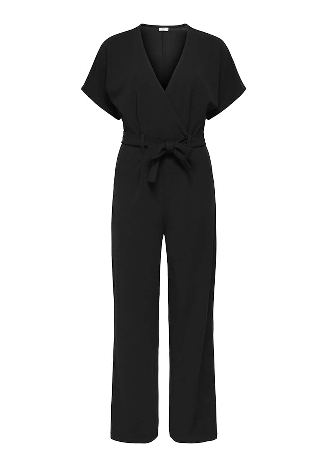 Jdy Short Sleeve V-Neck 3/4 Jumpsuit - Black 1 Shaws Department Stores