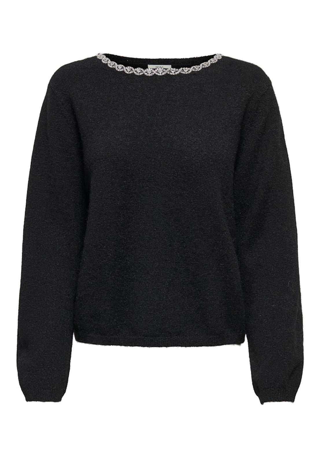 Jdy Long Sleeve Knitted Embellished Pullover - Black Silver Embellishment 6 Shaws Department Stores