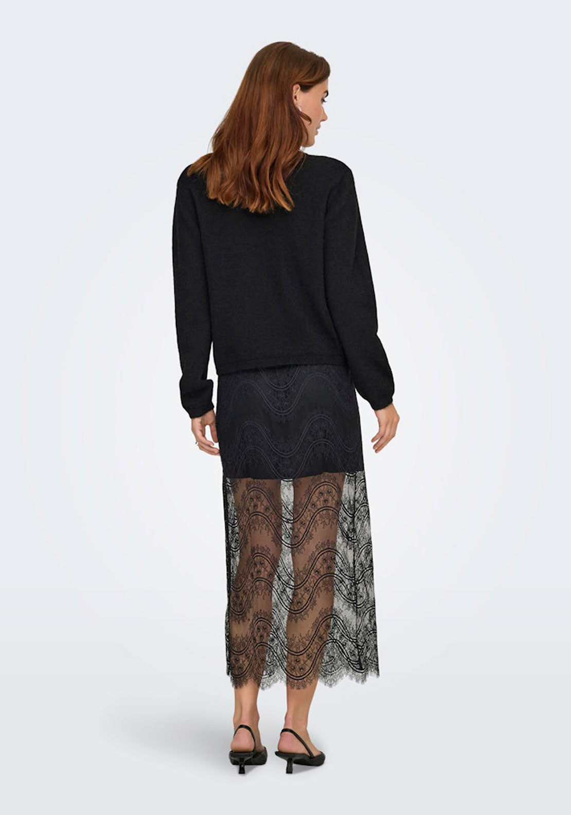Jdy Long Sleeve Knitted Embellished Pullover - Black Silver Embellishment 2 Shaws Department Stores