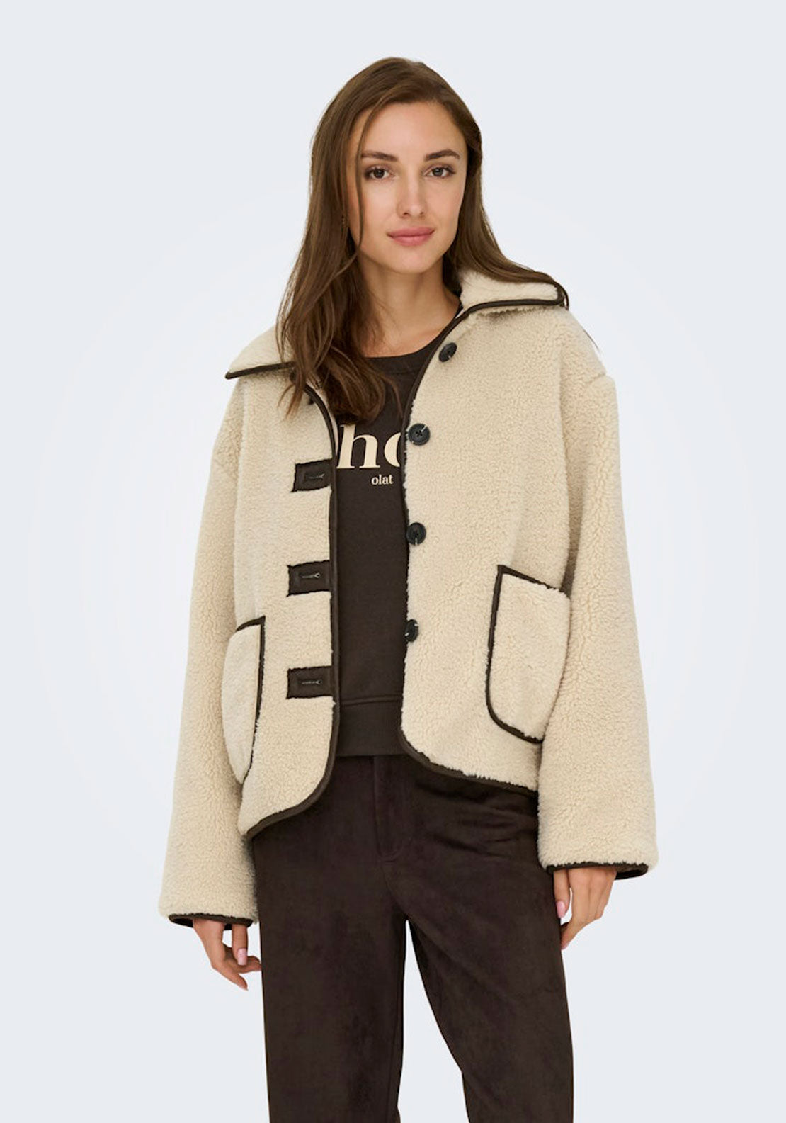 Jdy Teddy Jacket - Grey 3 Shaws Department Stores