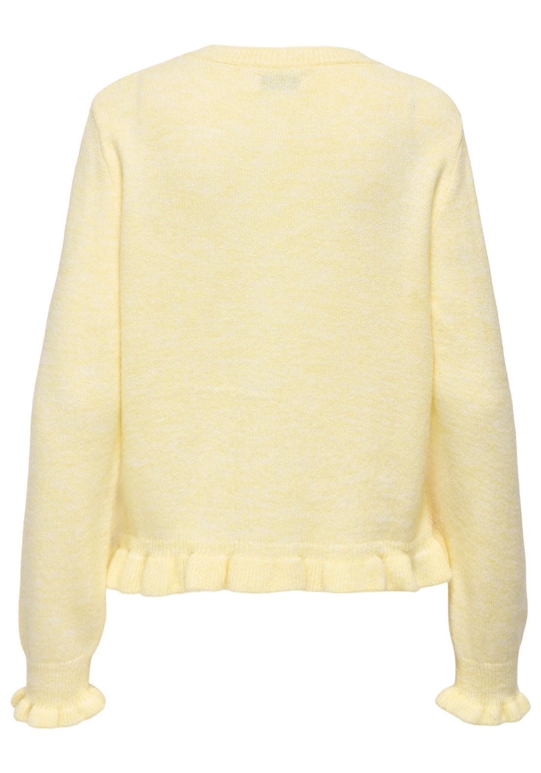 Jdy Letty Long Sleeve On Frill Cardigan - Pastel Yellow Melange 7 Shaws Department Stores