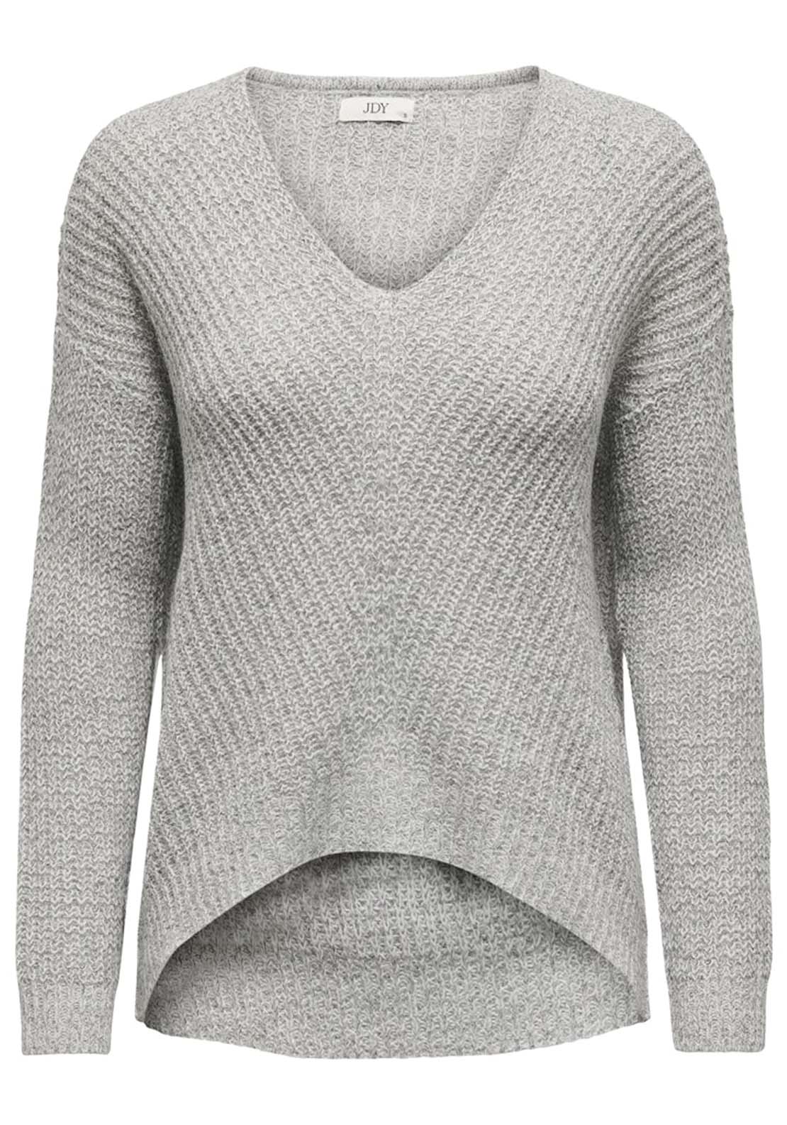Jdy Long Sleeve V-Neck Jumper - Cloud Dancer W. Black Ply 6 Shaws Department Stores