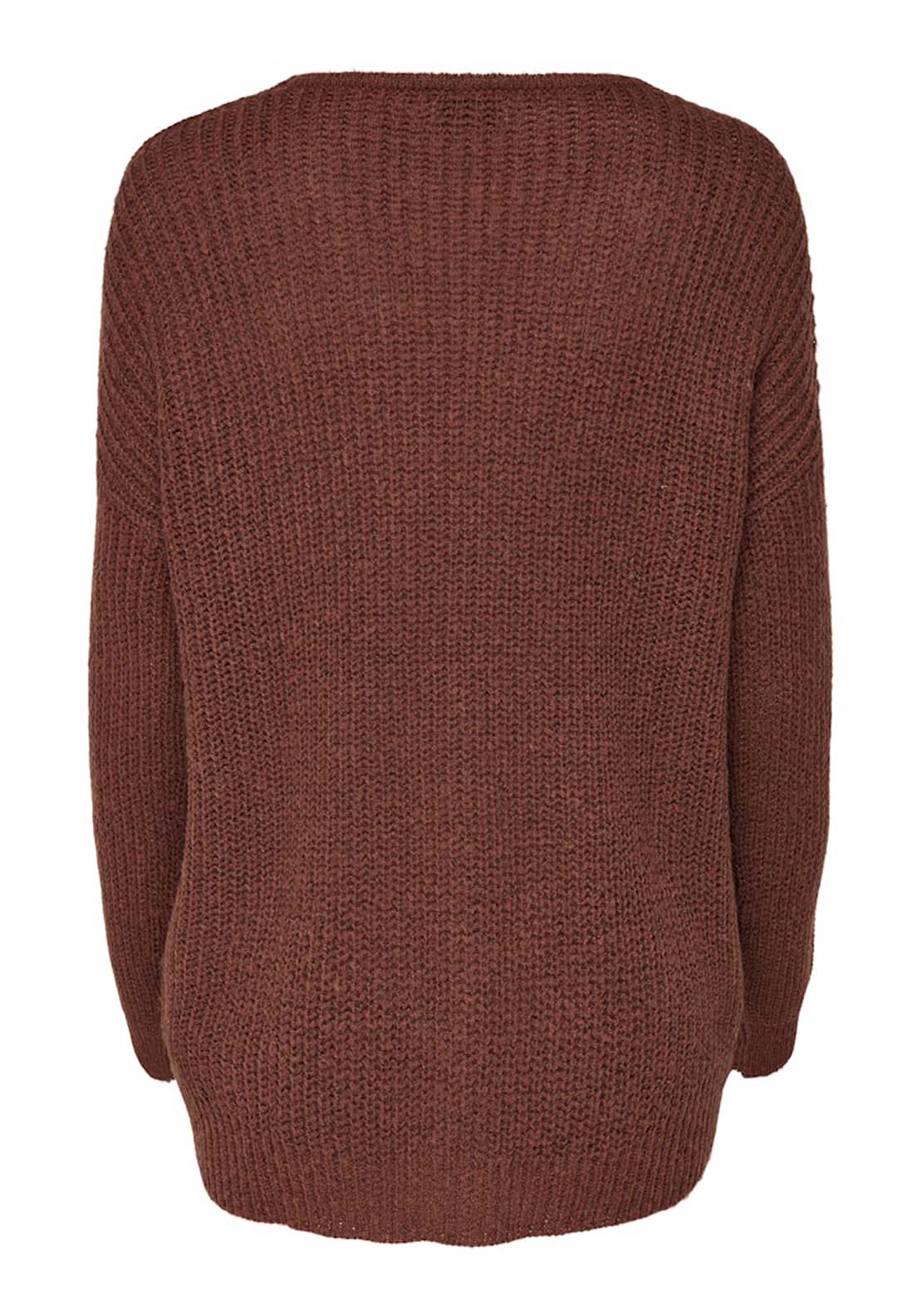 Jdy Long Sleeve V-Neck Jumper - Smoked Paprika W. Black Ply 6 Shaws Department Stores