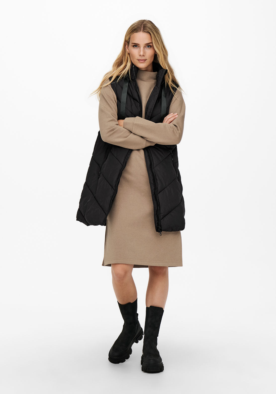 Jdy Skylar Hooded Waist Coat - Forest Night Black 5 Shaws Department Stores