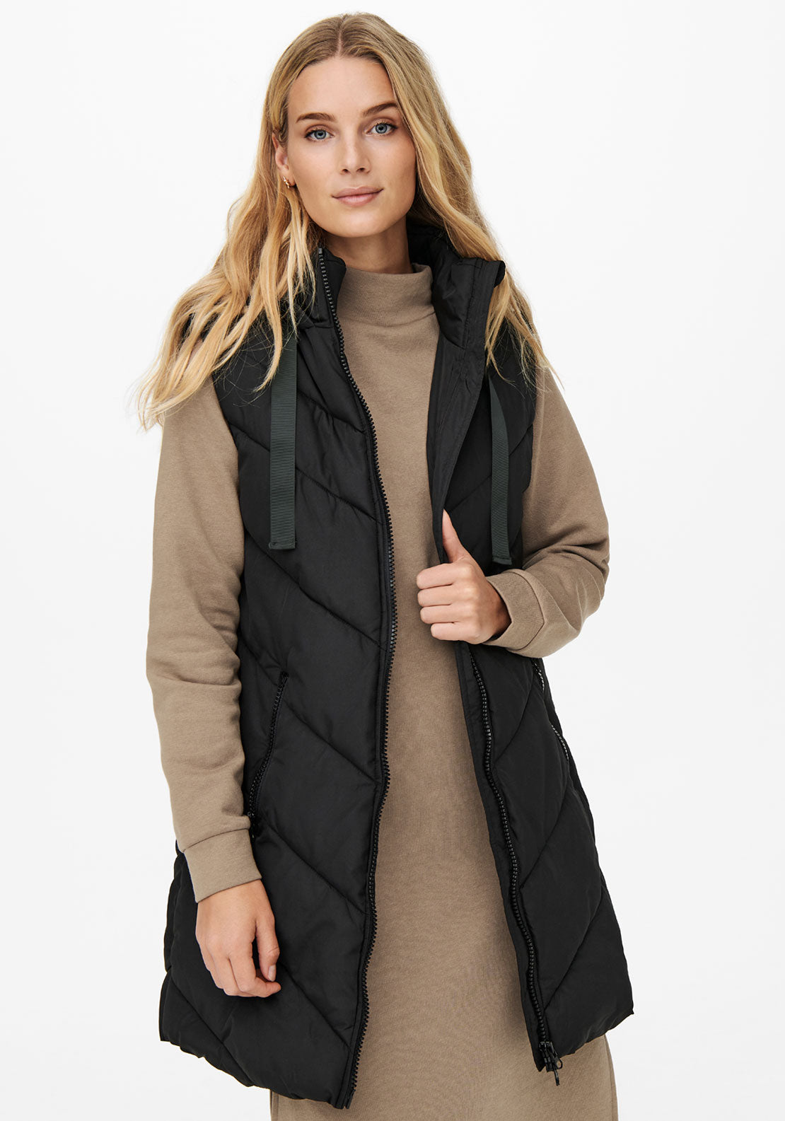 Jdy Skylar Hooded Waist Coat - Forest Night Black 4 Shaws Department Stores