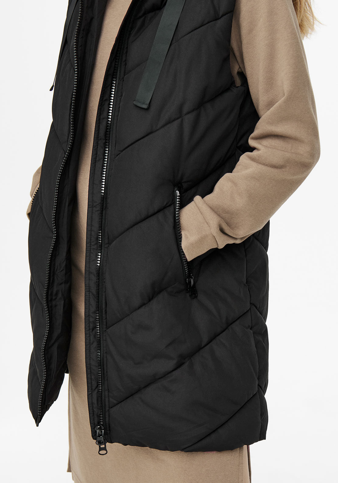 Jdy Skylar Hooded Waist Coat - Forest Night Black 3 Shaws Department Stores