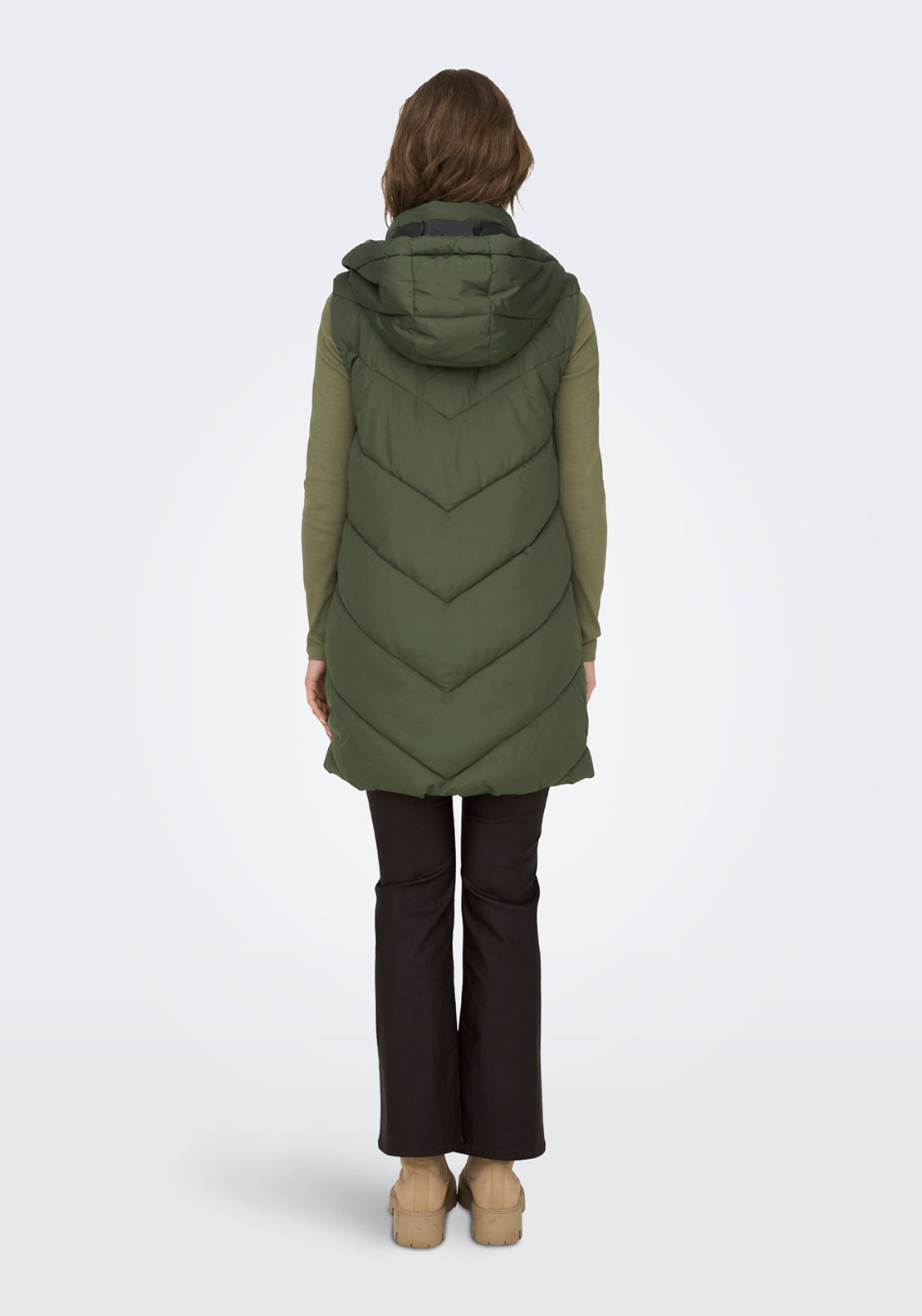Jdy Skylar Hooded Waist Coat - Green 2 Shaws Department Stores