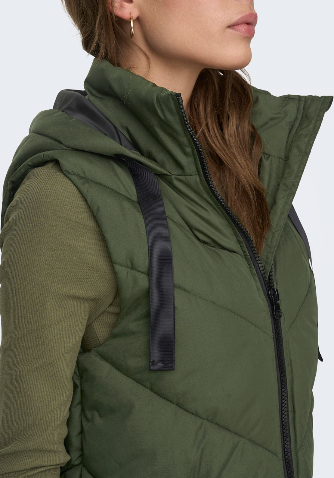 Jdy Skylar Hooded Waist Coat - Green 5 Shaws Department Stores