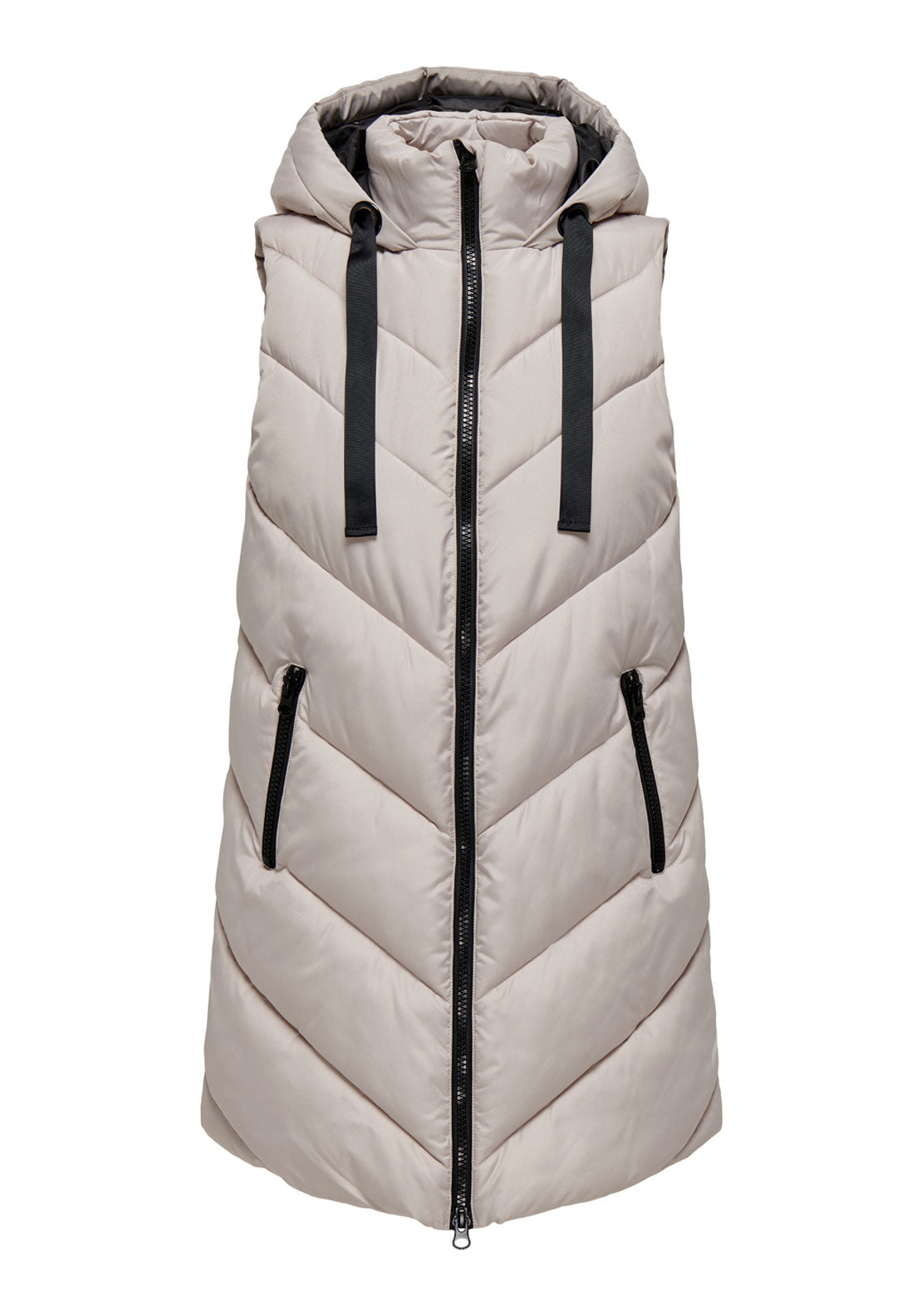 Jdy Skylar Hooded Waist Coat - Taupe 7 Shaws Department Stores